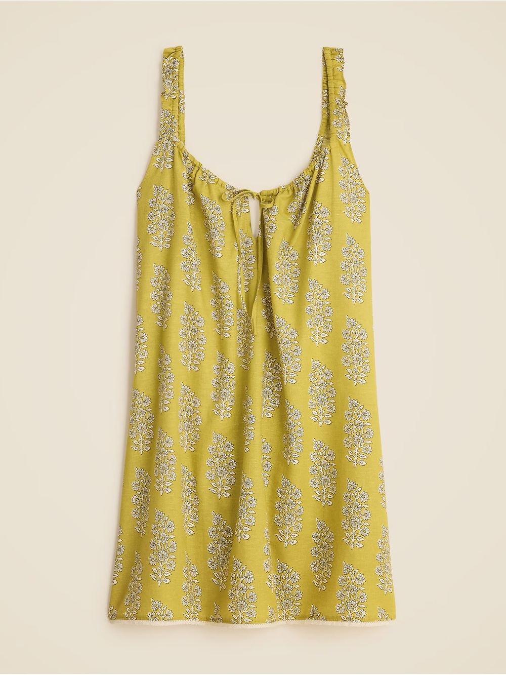 Jcrew Linen-cotton blend sleep dress with lace trim